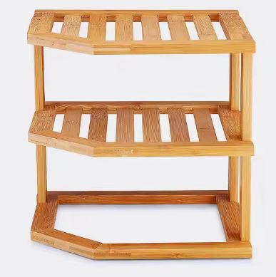 Dish Storage Organizer Bamboo Corner Rack Tableware stand